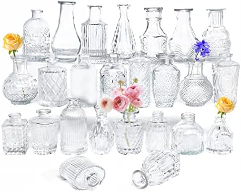 Set od 25 Bud vaza za cvijeće,staklenih vaza za središnje dijelove,malih staklenih Bud vaza za rustikalne vjenčane dekoracije, Mini vaza,prozirnih vaza za uređenje stola,jednokrevetnih vaza za dnevni boravak u spavaćoj sobi