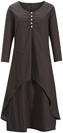 Tifzhadiao Maxi haljina za žene plus veličine pamučna posteljina kaftna haljina nepravilna hem