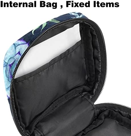 Torba za čuvanje higijenskih uložaka, prenosiva torbica za odlaganje higijenskih uložaka višekratna torbica za menstrualne čašice sa patentnim zatvaračem ženska torba za proizvode za djevojčice, žene, dame, sukulenti Gem Flower Art