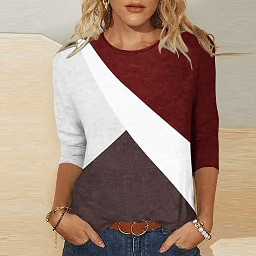 3/4 vrhova rukava za žene Dressy Casual Trendy Geometric Grafip grafički majica Summer CrewNeck Pulover
