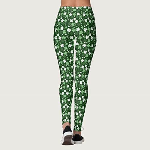 Xinshide St. Patrick's Day gamaše za žene zelene šarga hlače Hlače visoke struk rastezljive ispis atletske joge pantalone