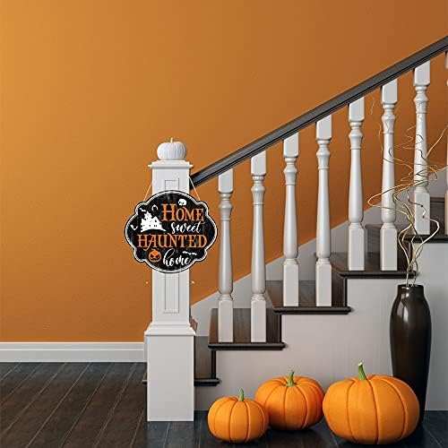 Halloween Decorations Funny Home Sweet Haunted Home Wood Sign Plaque, Happy Halloween Decoration Art Sign,