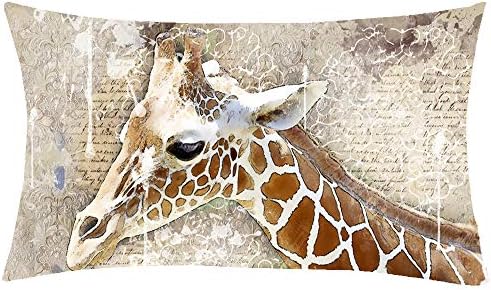 Jimrou bacač jastuk za bacanje 12x20 inča festivalski pokloni retro ljupki divlji životinje Žirafa pamučna posteljina ukrasna kućica kauč na kafićima bacač jastuk za jastuk