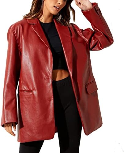 Eaktool ženska žena kaput kožni kaput dugih rukava revel lablica jakne prednji kaput kaput hip hop termalna jakna