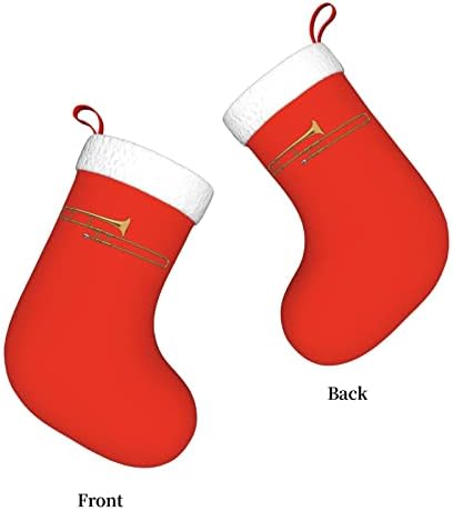 CutedWarf Trombone Music Instrumenti Božićne čarape Xmas Holiday ukrasi Kamin Viseća čarapa 18 inča čarape