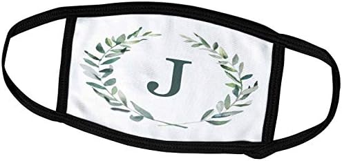 3drozni vijenac s monogramom početno slovo j u zelenoj boji na bijeloj boji. - maske za lice